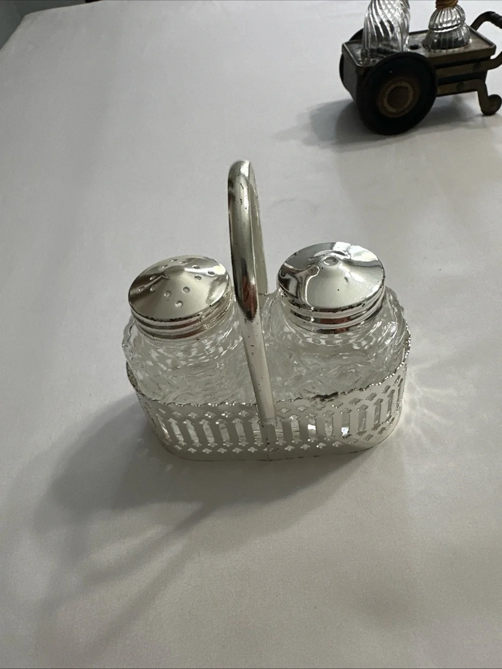 Classic Glass Salt and Pepper Shakers with Silver-Tone Accents - Clear